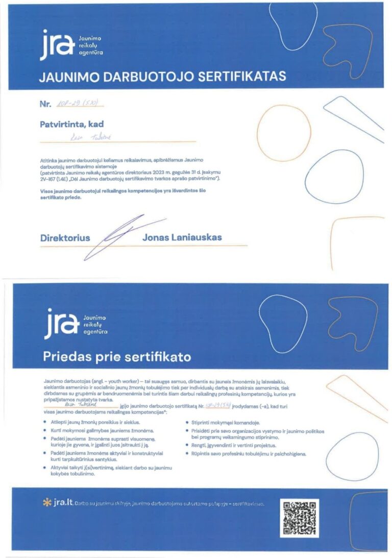 Jaunimo darbuotojo sertifikatas